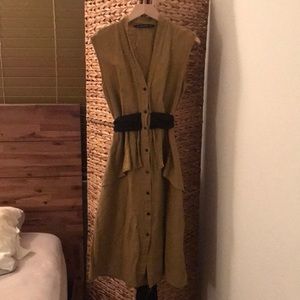 Zara linen khaki dress
